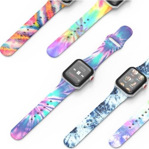 Tie Dye Printed Silicone Watchband for Apple Watch 38mm 42mm 44mm 40mm Strap Lopp for IWatch Series 6 5 4 3 2 1 SE Bracelet