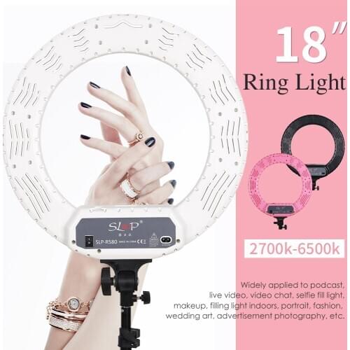 SLOJP 18 inch Ring Light Kit for tiktok,Cirlce Lamp for smartphone,tripod stand for Makeup,Studio Photography lighting(R580)