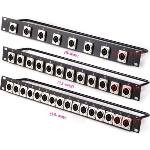 Rack Patch Panel 8 12 16 Way SpeakOn Chassis Connnector 1U Flight Case Mount For Professional Loudspeaker Audio Cable Male Plug