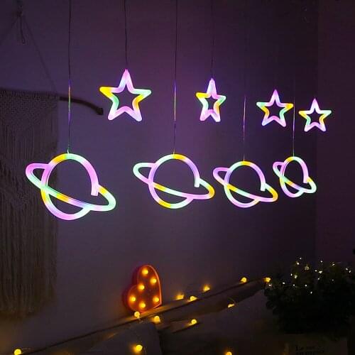 LED Fairy Lights Universe Stars Neon Lights Eight-Function String Lamp Christmas Stars Decoration Lights 2M AC220V