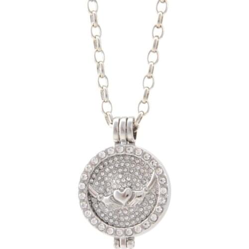 Vinnie Design Jewelry My Coin Holder Frame Pendant Necklace Set with 25mm Crystal Claddagh Coin,45cm Link Chain
