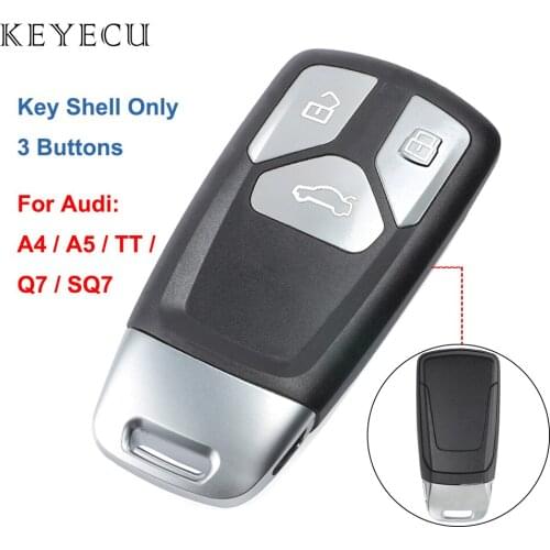 Keyecu 3 Buttons Replacement Smart Remote Car Key Shell Case Cover for Audi TT A4 A5 S4 S5 Q7 SQ7 2017- up fits: 4M0 959 754