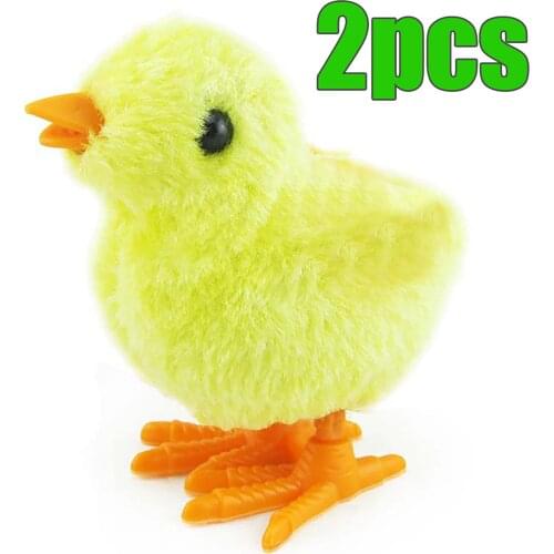2pcs Chicken Toy Funny Wind-up Hopping Jumping Chickens Clockwork Walking Toys For Kids Children Gift Soft Plush Jump Chick Toys