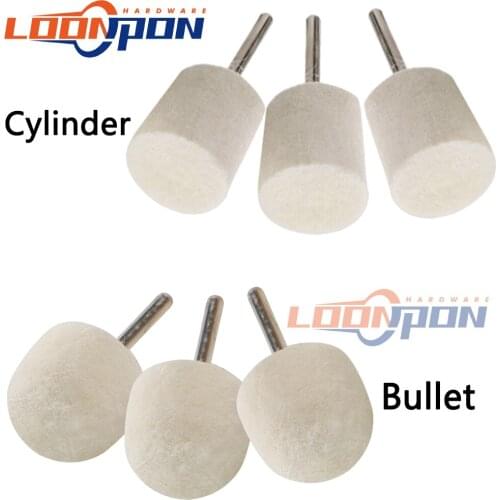 10-100Pcs Wool Felt Assembled Polishing Buffing Wheel OD 3-20mm Grinding Head For Dremel Drill Rotary Tool 3mm Shank