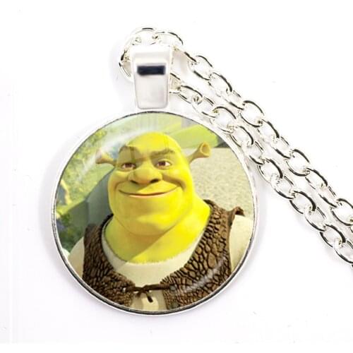 2021 Antique Necklace Cartoon Shrek Glass Dome Cabochon Necklace Fashion Retro Pendants Jewelry Women Mens Gift
