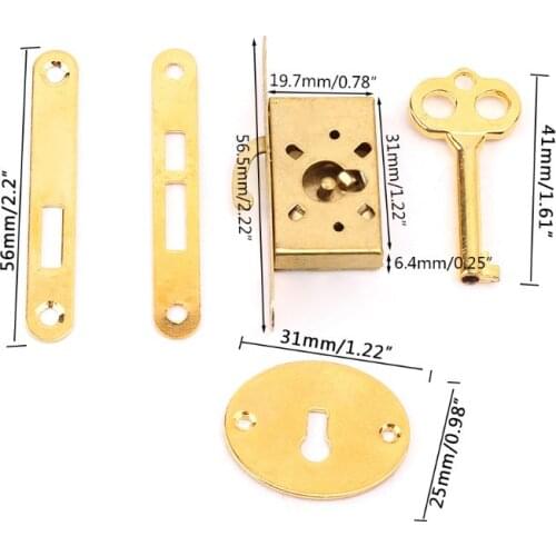 2021 New Vintage Drawer Lock With Key Antique Small Box Cabinet Door Locks Furniture Fittings