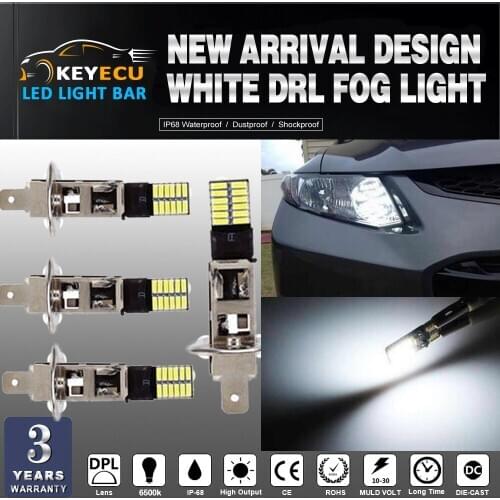 KEYECU 4PCS H1 24SMD 4014 LED Xenon HID Driving DRL Fog Light white light Bulb for Turn Signal Light, Corner Light, Side Marker