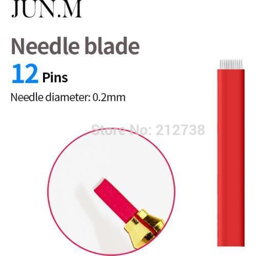 500PCS 12 Pins Fog Needles Blade For Permanent Eyebrow Tattoo Needle Tips Thin Manual Beauty Makeup Microblading Blades Eyebrow