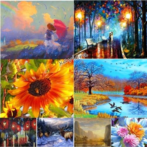 5D DIY Diamond Painting Flower Landscape Full Square Drill Embroidery Mosaic Rhinestone Cross Stitch Accessories Crafts Gifts