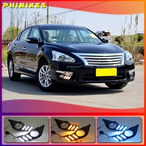 2Pcs Car LED Daytime Running Lights for Nissan Altima Teana 2013 2014 2015 DRL Front Bumper Driving Turn Signal Light Daylgiht