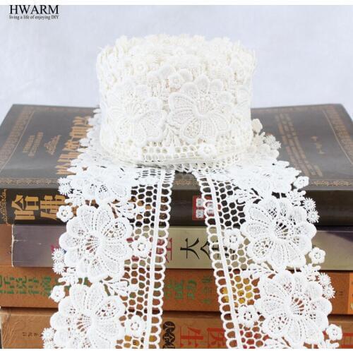 White african lace fabric ribbon wedding decoration trim DIY 10yard Milk lace new watersoluble lacefabric curtain skirt accessor