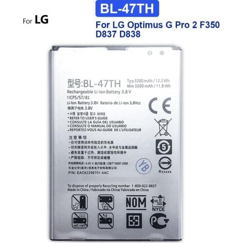 BL-47TH Mobile Phone Battery For LG Optimus G Pro 2 F350 D837 D838 LTE-A Replacement Battery BL 47TH 3200mAh