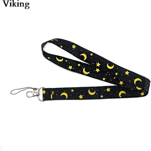 Cartoon Star Moon Print Lanyard ID Badge Holder Cute Lanyard for Key MP3 USB Camera Whistle Hang Rope Fashion Accessories G0910