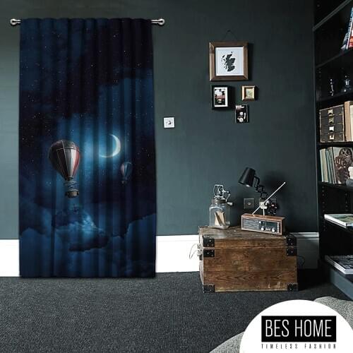 Bon mot,Moonlight and Balloons,Window Curtain 1 panel,Blackout,Room darkering,Custom size, made to order