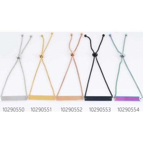 3/16*1 3/8" Stainless Steel Bar Bracelet Adjustable Bracelet Bangle Engraved Letter Personalized Jewelry 1pc