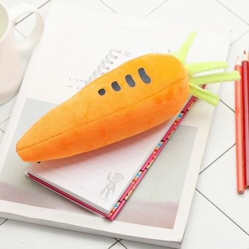 Carrot Pencil Case High-Capacity Pencil Case for Middle School Students Cute Plush Pencil Case Pencil Cases Bags QJY99