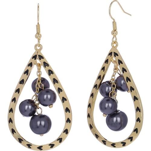 Cring Coco Fashion Water Drop Earrings Big Classic Alloy Pearl Jewelry Dangling Earring Accessories Gift for Women Party Wedding