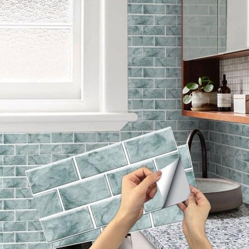 Color Marble Tile Stickers Waterproof Oil Proof Peel & Stick Wall Sticker Wallpaper for Bathroom Kitchen Backsplash Home Decor
