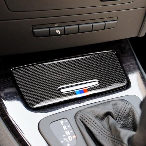 For BMW E90 E92 E93 Carbon Fiber sticker Interior Car Storage Box Panel Trim Cover decals For 2005-2012 3 series Accessories