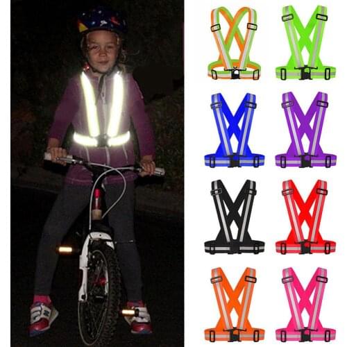 Optional Color Kids Reflective Vest Adjustable Safety Security Visibility Gear Stripes Jacket Children