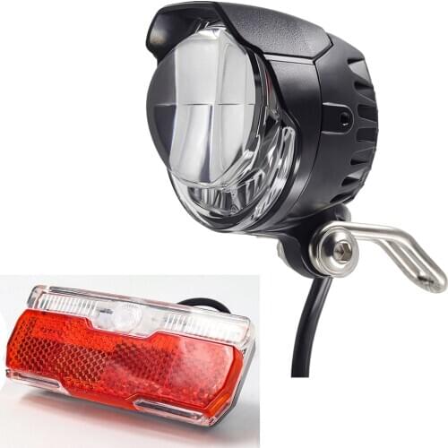 Electric Bike Light Set Headlight with Horn Including Ebike Tail Light Both 12V 24V 36V 48V LED Control by Switch E Bike Light