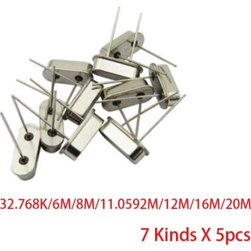 Hc-49s Crystal Oscillator Electronic Kit Resonator Ceramic Quartz Resonator 49 Dip 7 Kind X 5pcs 32.768K 6 8 11.0592 12 16 20Mhz