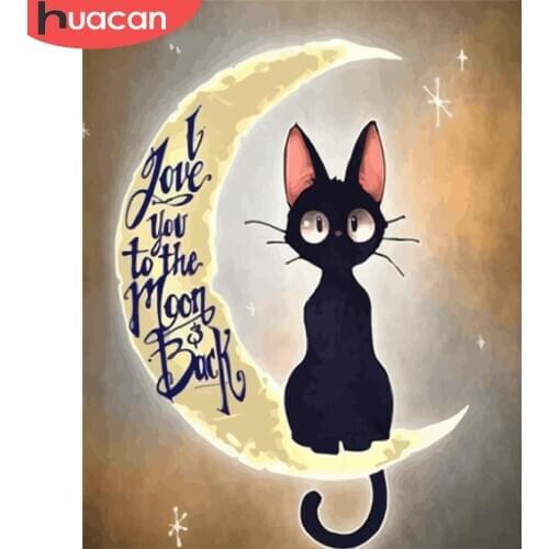 HUACAN Paint By Number Cat Animal HandPainted Painting Art Gift DIY Coloring By Numbers Halloween Kits Home Decor