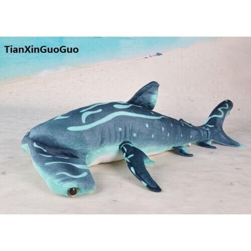 Blue hammerhead shark plush toy large 100cm cartoon shark soft doll throw pillow birthday gift h0798
