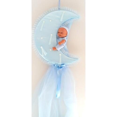 Baby Boy, Blue Moon Shaped, Baby Boy Room Door Ornament