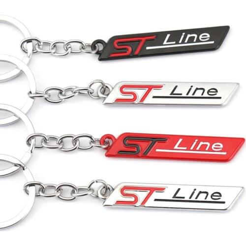 Metal ST Line Logo Car Keychain Key Ring Holder for Ford F-150 Focus X Vignale ST Line Mondeo Escape EcoBoost 245 330 Explorer