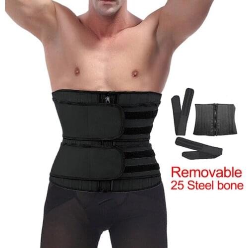 YAGIMI Man 25 Pcs Steel Bone Waist Trainer Latex Slimming Tummy Control Girdles Body Shaper Removable Strap Shapewear Fajas