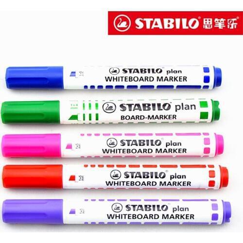 5pcs Stabilo 641 Round Head Whiteboard Pen Color Teaching Pen Erasable Dry Erase Markers Office & School Supplies