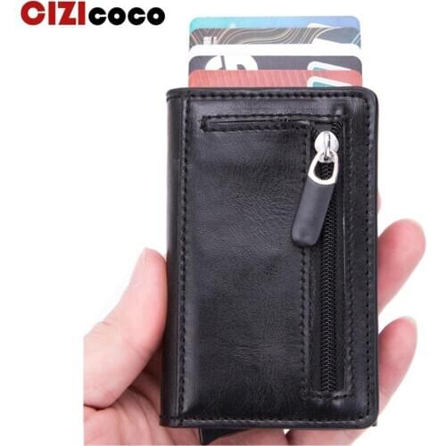 2020 New Credit Card Holder Men Women Metal RFID Anti-magnetic Fashion Aluminium PU Leather Card Wallet Coin Purses