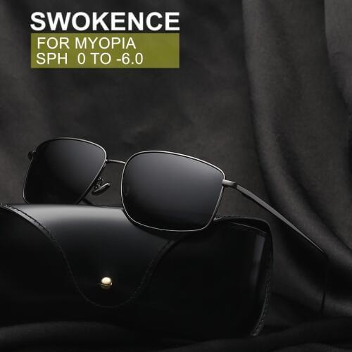 SWOKENCE Myopia Glasses Sunglasses Diopter 0 TO -6 Men Women UV400 Polarized Optional Shortsighted Prescription Spectacles F103