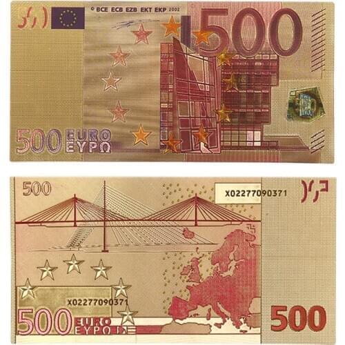 Commemorative Notes 500 EUR Gold High Quality Banknotes Gifts Collection Decoration 24K Gold Plated EUR
