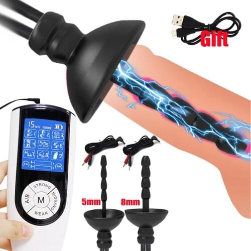 Electric Shock Penis Plug Sex Toy For Men Penis Stimulate Horse Eye Stick E-stim Urethral Dilator Bdsm Tool Kit Male Masturbator