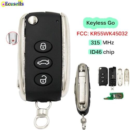 3+1 Button Smart Keyless Go Remote Key ASK 315Mhz ID46 chip for Bentley Continental GT GTC Flying Spur KR55WK45032 with Logo