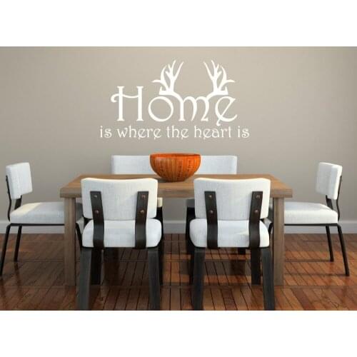Antlers Quote Home Is Where The Heart Is Christmas Style Wall Stickers Decal Wallpaper Removable Wall Decals Vinyl Sticker S-247