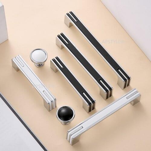 Closet Dresser Pull Square Cupboard Kitchen Knob Nordic Style Silver Black Zinc Alloy Cabinet Drawer Hardware Handle