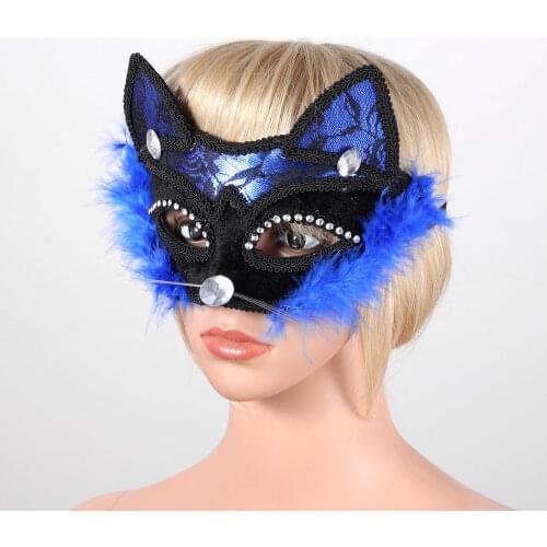 Sexy Ladies Masquerade Ball Mask Women Lace Eye Mask Cat Eye Mask for Christmas Halloween Costume Cosplay Accessories Fox Mask