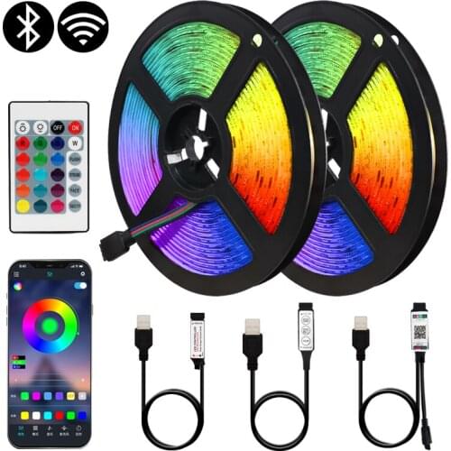 LED Strip Lights 5V LED SMD2835 RGB Flexible Tape Diode Bluetooth DC Remote Control Lighting 3 Key TV Background Luces led Decor
