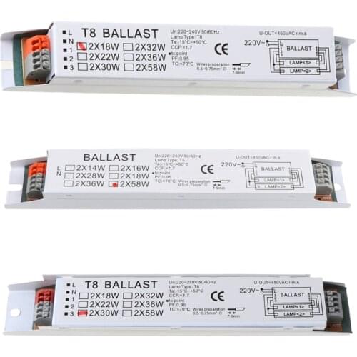 T8 220-240V AC 2x30W Wide Voltage Electronic Ballast Fluorescent Lamp Ballasts