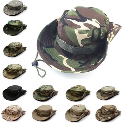 60CM Camouflage Tactical Hunting Hats Military Boonie Cap US Army Caps Camo Men Outdoor Sports Sun Bucket Cap Fishing Hiking Hat