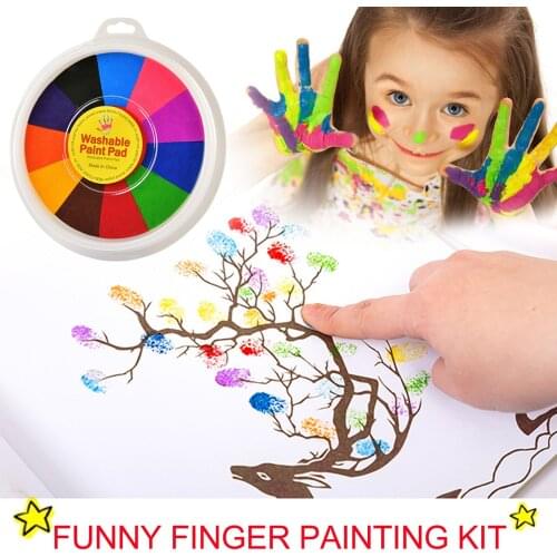 Funny 6/12 Colors Ink Pad Stamp Finger Graffiti Painting DIY Finger Painting Craft Art Supplies Coloring Book Creative Seal Art