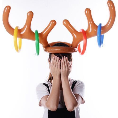 Funny Reindeer Antler Christmas Toy Inflatable Reindeer Christmas Hat Antler Ring Toss Holiday Party Game Toys Christmas