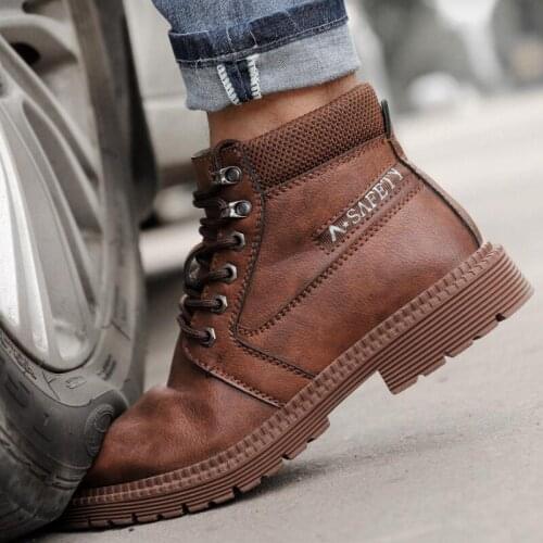 Security Boots Men Shoe Martin Microfiber leather Steel Toe Indestructible Safety Work Shoes Kevlar Stab Resistance Ankle Boot