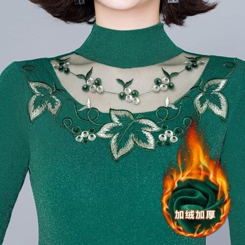 Women 2021 Autumn Winter Blouse New Female Lace Turtleneck Clothing Mesh Long Sleeve Blusas Ladies Slim Tops Ropa De Mujer X194