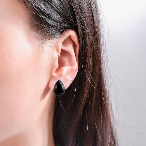 Elegant 7 Color Water Drop Crystal Stud Earrings For Women Geometric Rhinestone Piercing Brincos Oorbellen Wedding Party Jewelry