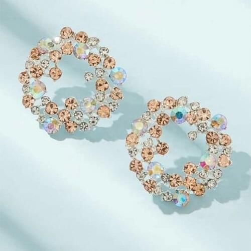 Shiny Multicolor Flower Stud Earrings for Women Fashion Irregular Sliver Korean Cute Earrings Party Wedding Luxury Accessories