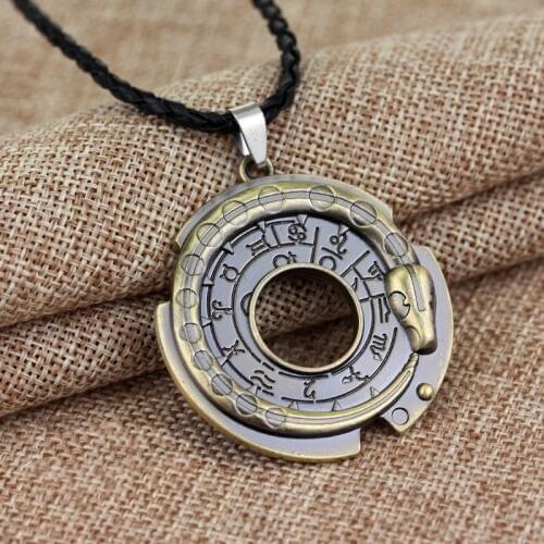 1PCs Fashion Ouroboros Snake Rune Round Rope Leather Necklaces Pendants Amulet Lucky Protective Unisex Jewelry Accessories